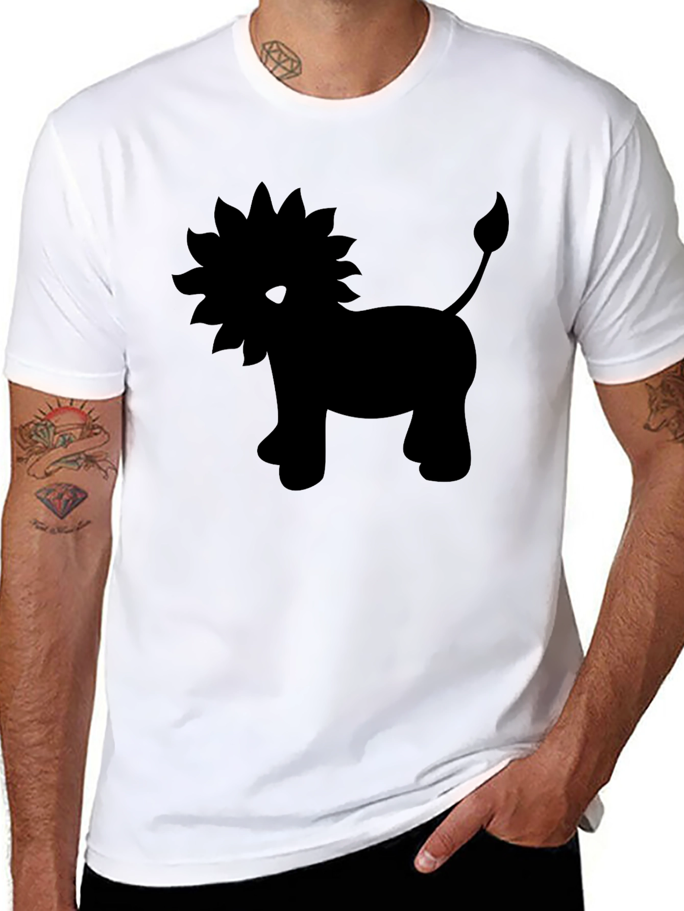 Black Black Lion Graphic Tee - Soft Cotton Blend view 8