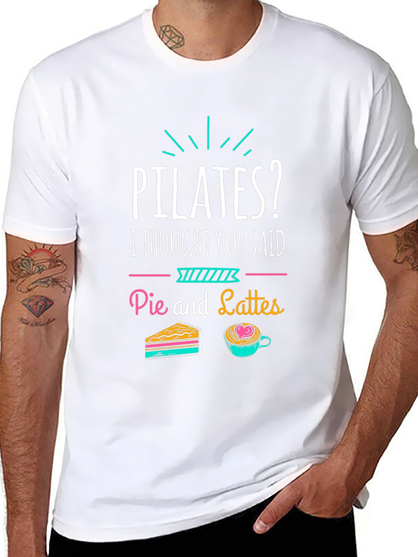 Black Pilates? Pie and Lattes Funny T-Shirt view 8