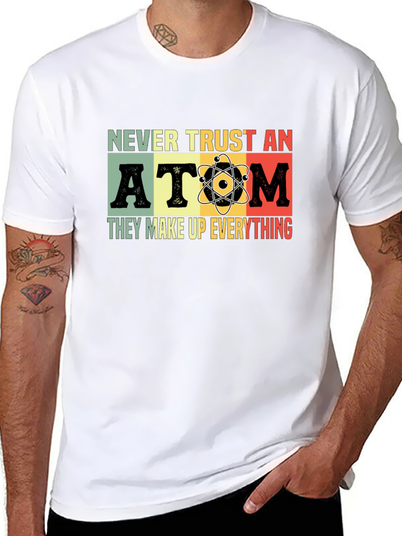 Black Never Trust An Atom Graphic T-Shirt view 8