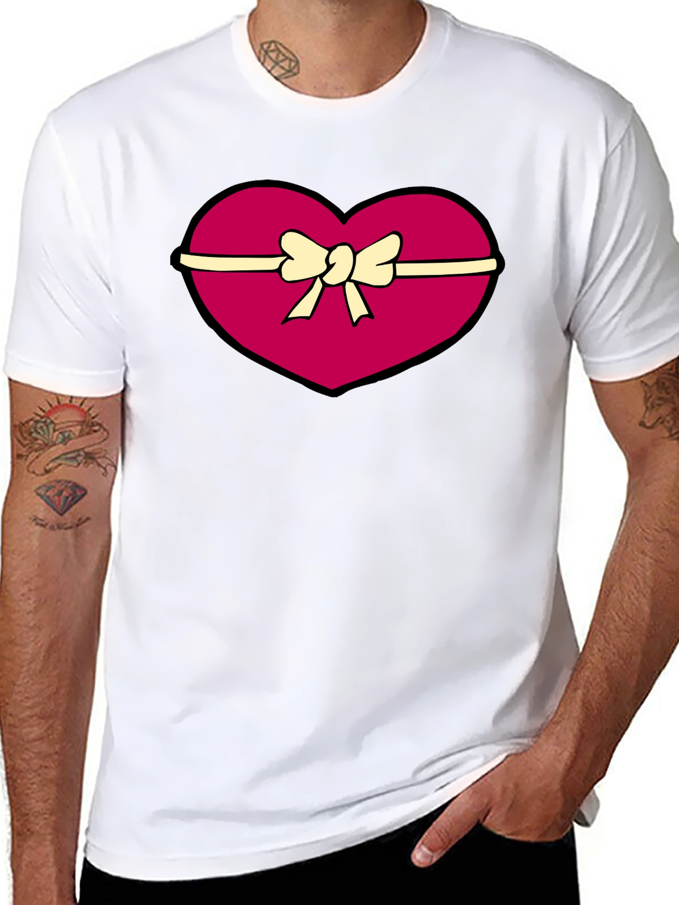 Black Heart Gift Box Graphic Tee - Valentine's Day Apparel view 8