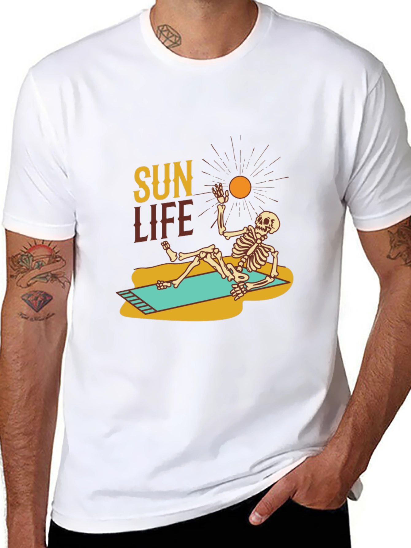 Black Sun Life Skeleton T-Shirt - Relaxed Beach Vibes view 8