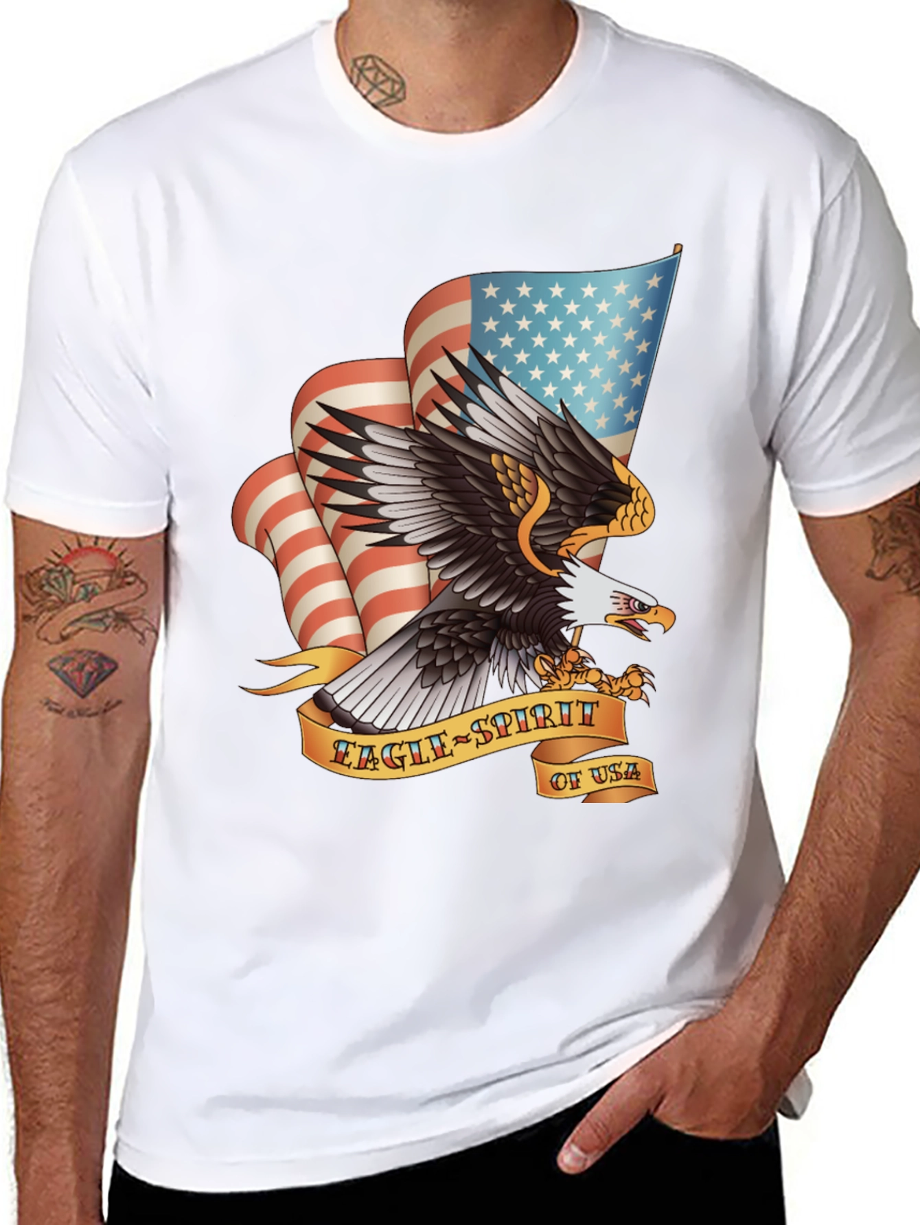 Black Eagle Spirit USA Graphic Print T-Shirt view 8