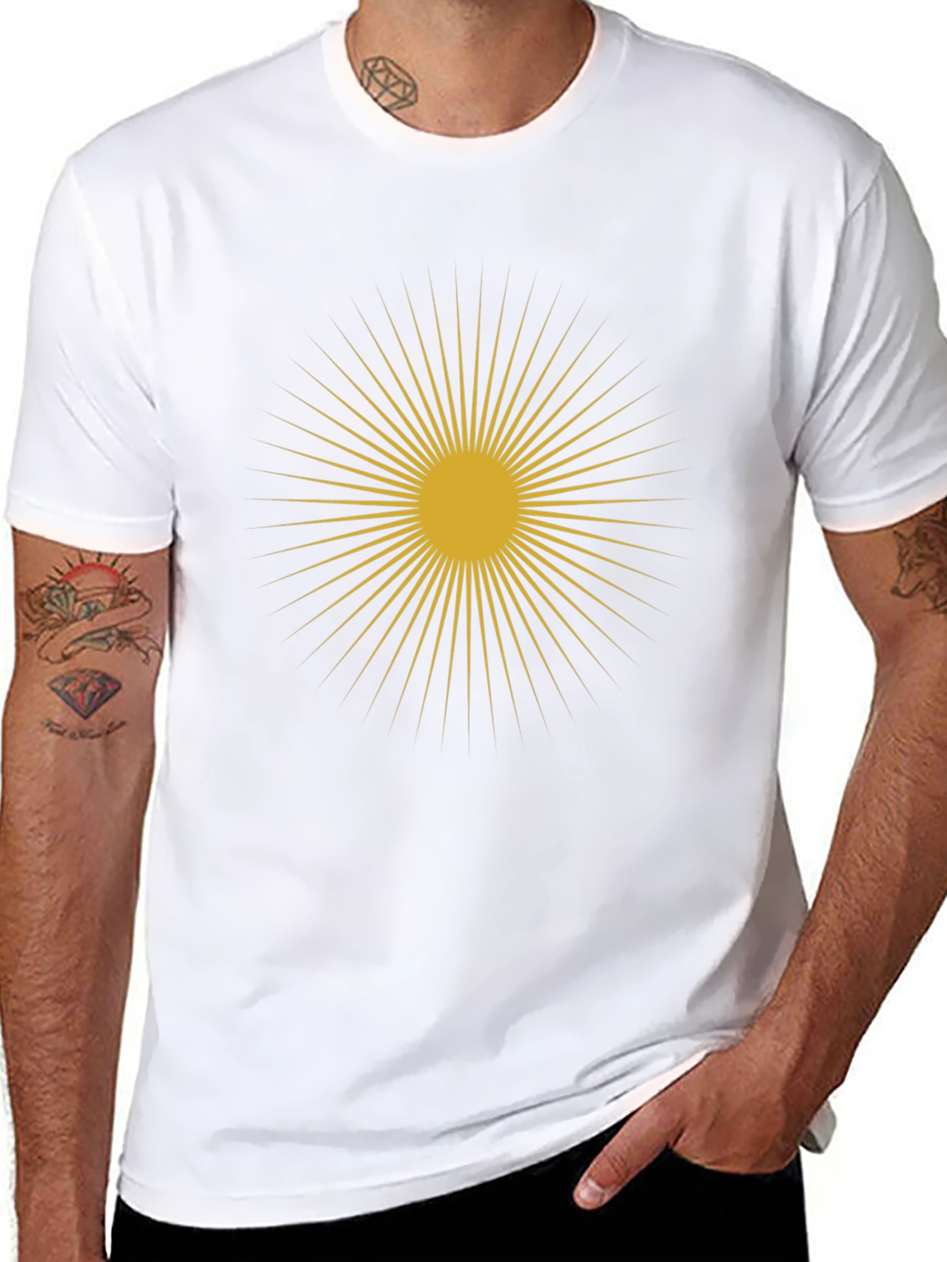 Black Golden Sunburst Graphic Tee view 8