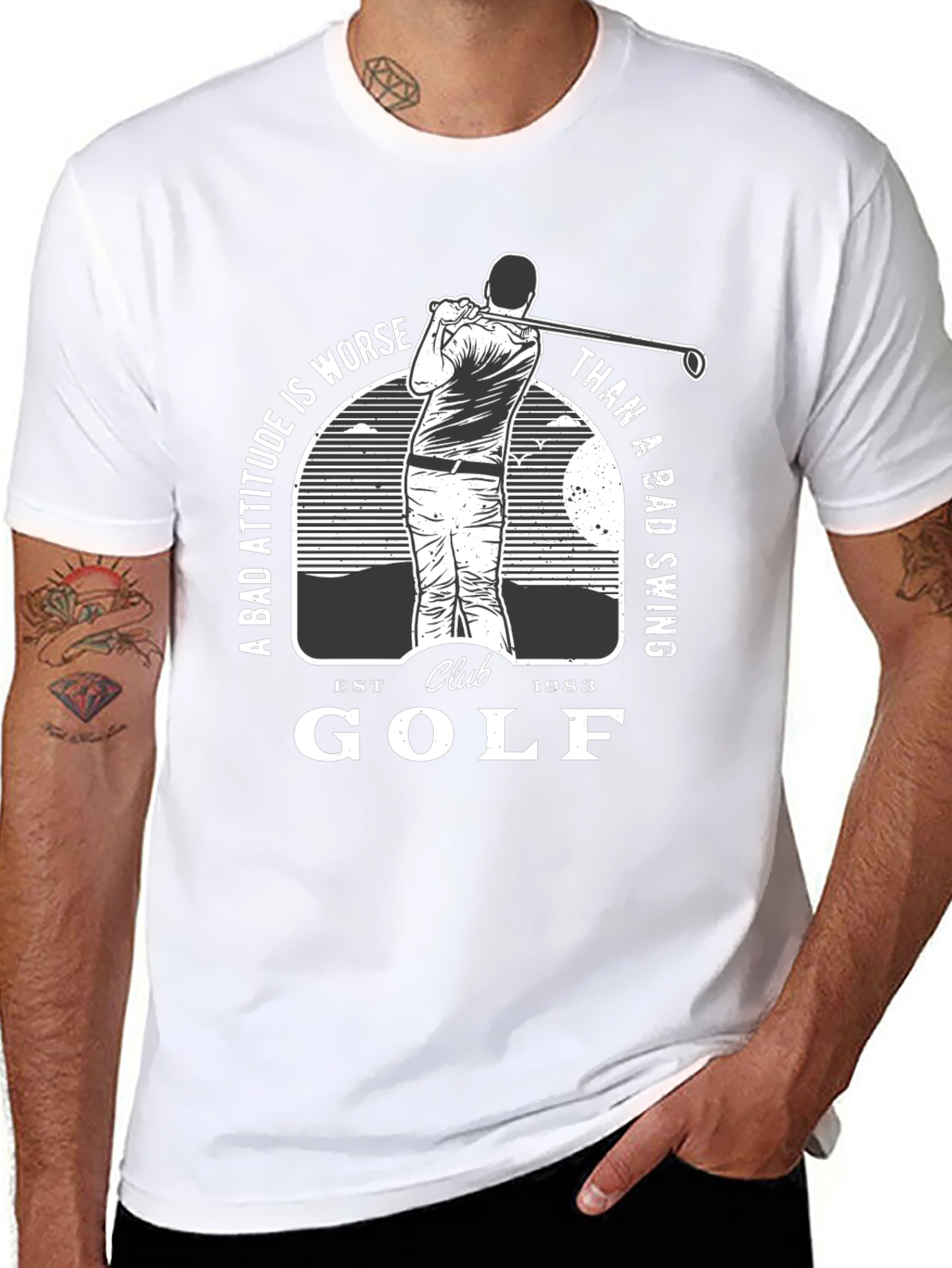 Black Golf Club Black T-Shirt - Bad Attitude Worse Than Bad Swing view 8