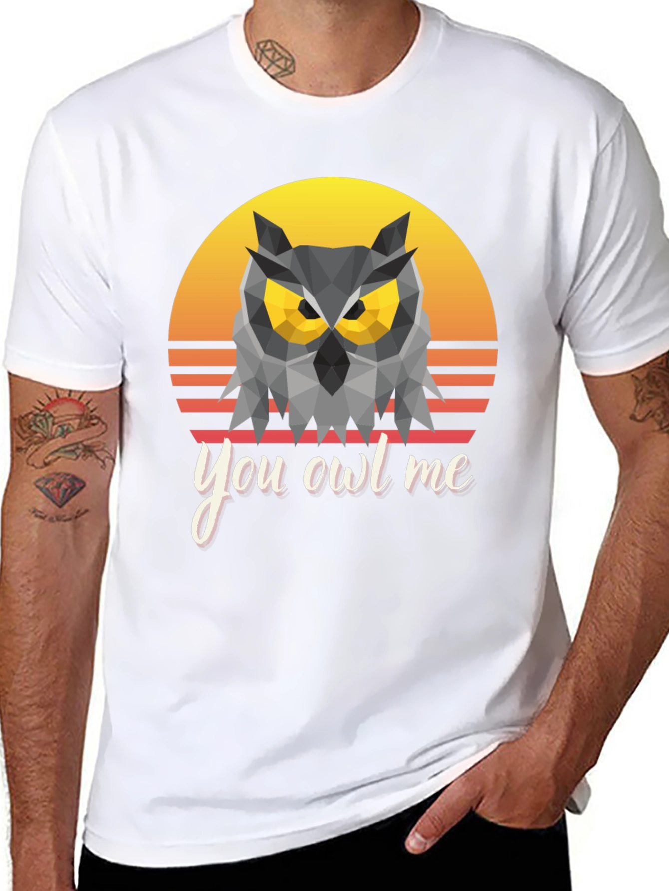 Black You Owl Me Geometric Owl T-Shirt view 8