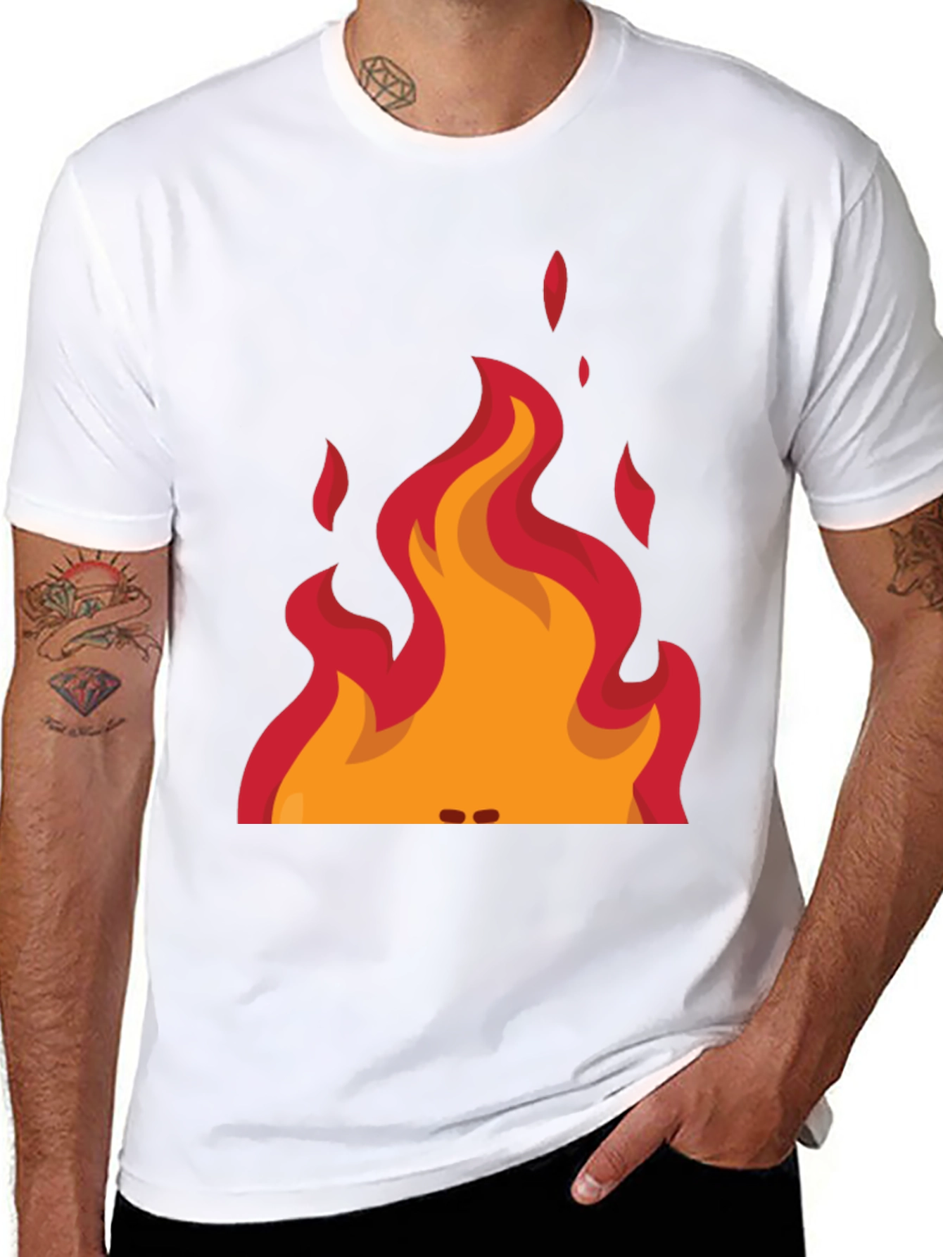 Black Flame Graphic Tee - Black Cotton T-Shirt view 8