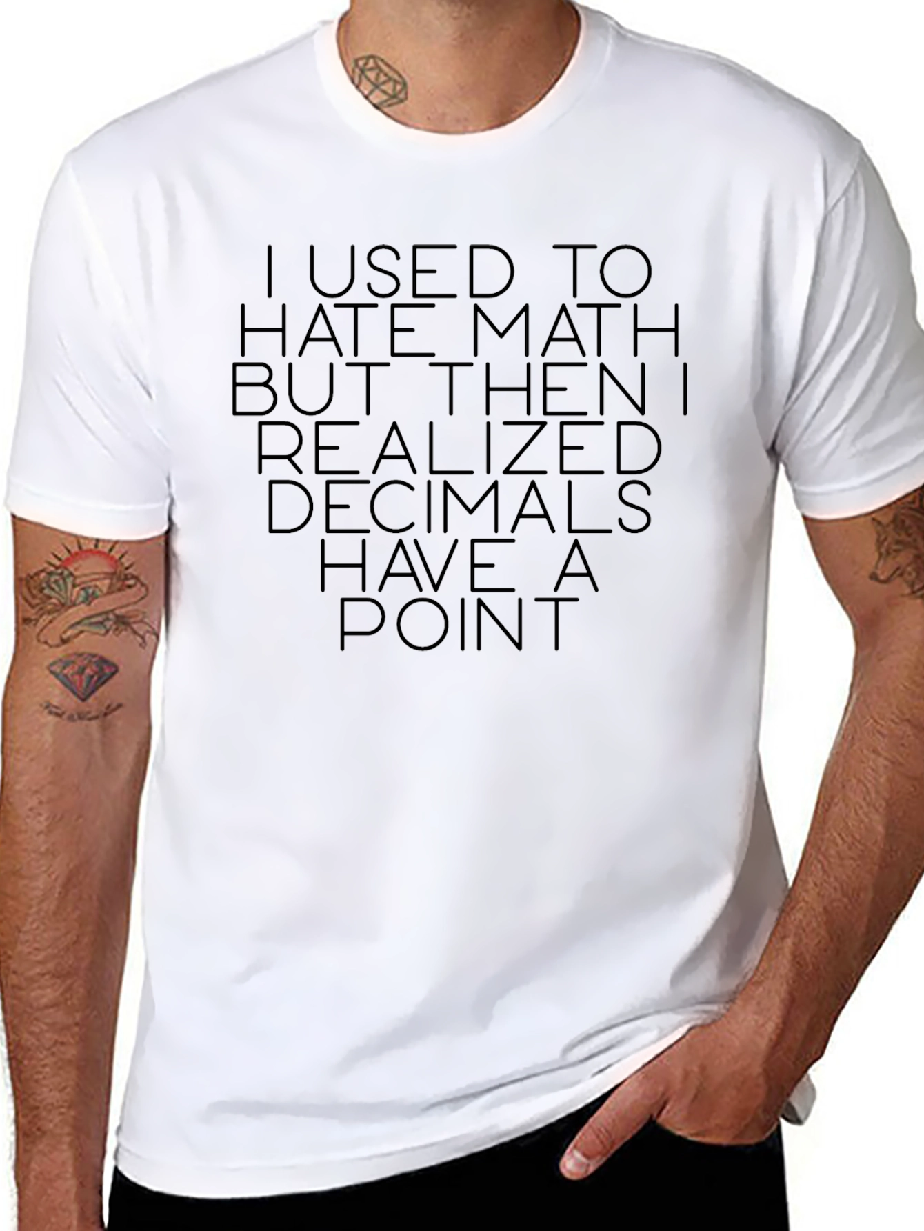 Black Math Humor T-Shirt: Decimals Have a Point Tee view 8