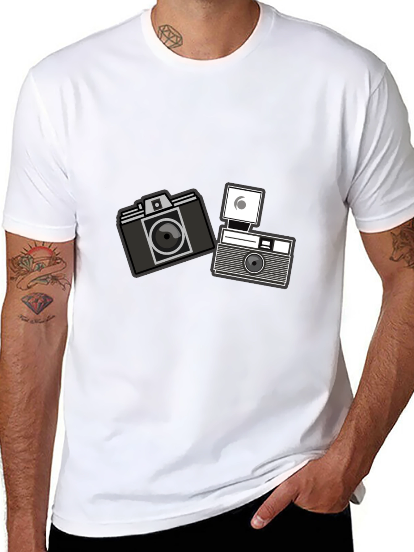 Black Retro Camera Graphic T-Shirt - Black Cotton Tee view 8