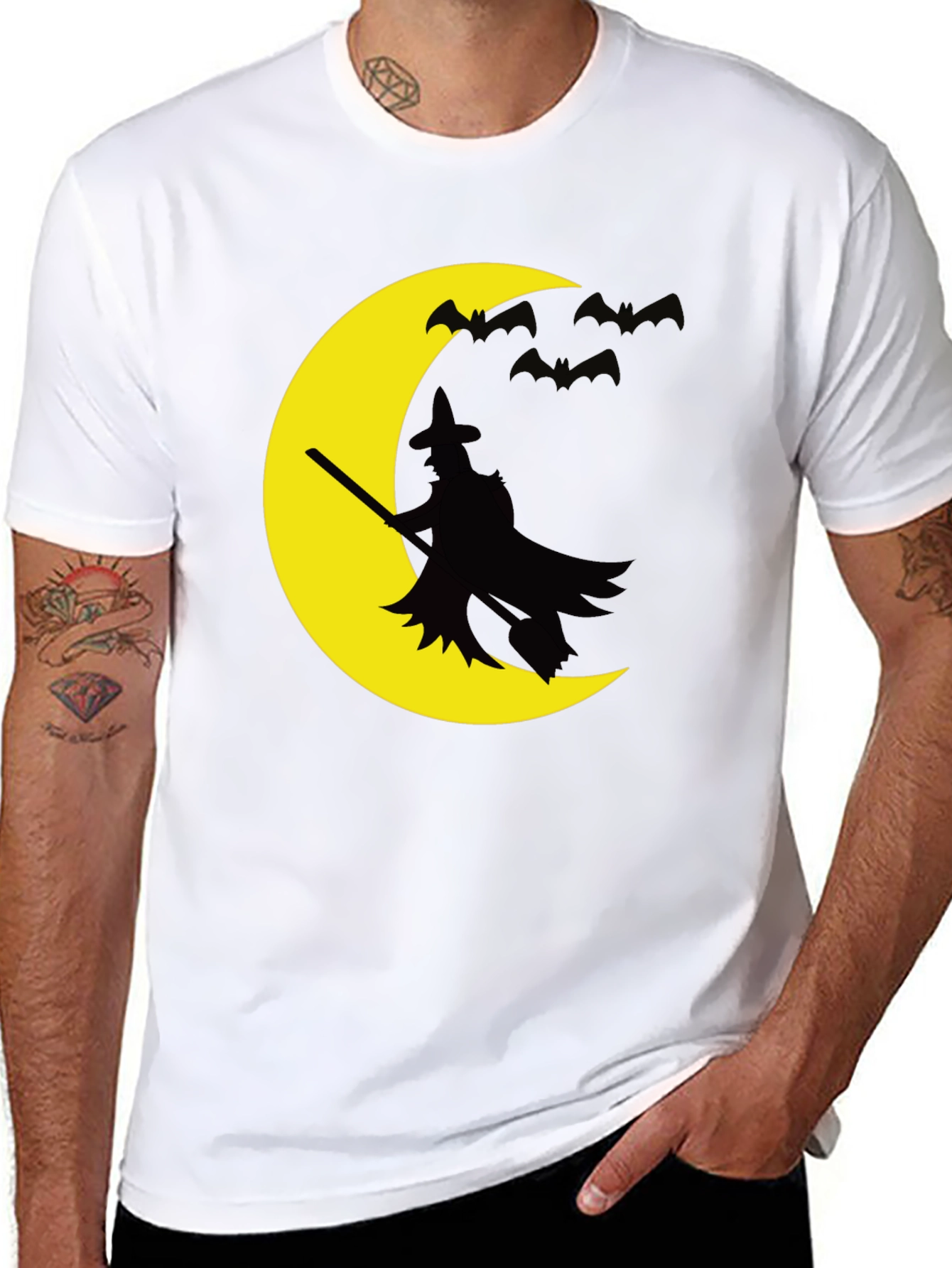 Black Halloween Witch Moon Graphic T-Shirt view 8