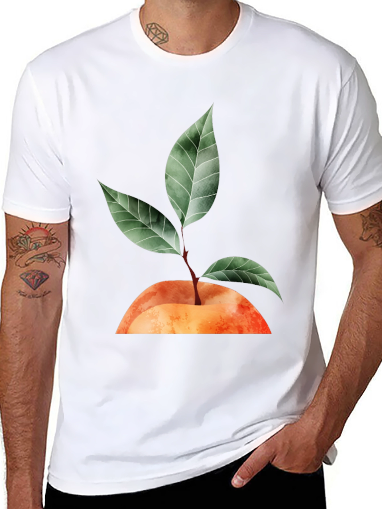 Black Peach Plant Graphic T-Shirt - Unisex Casual Tee view 8