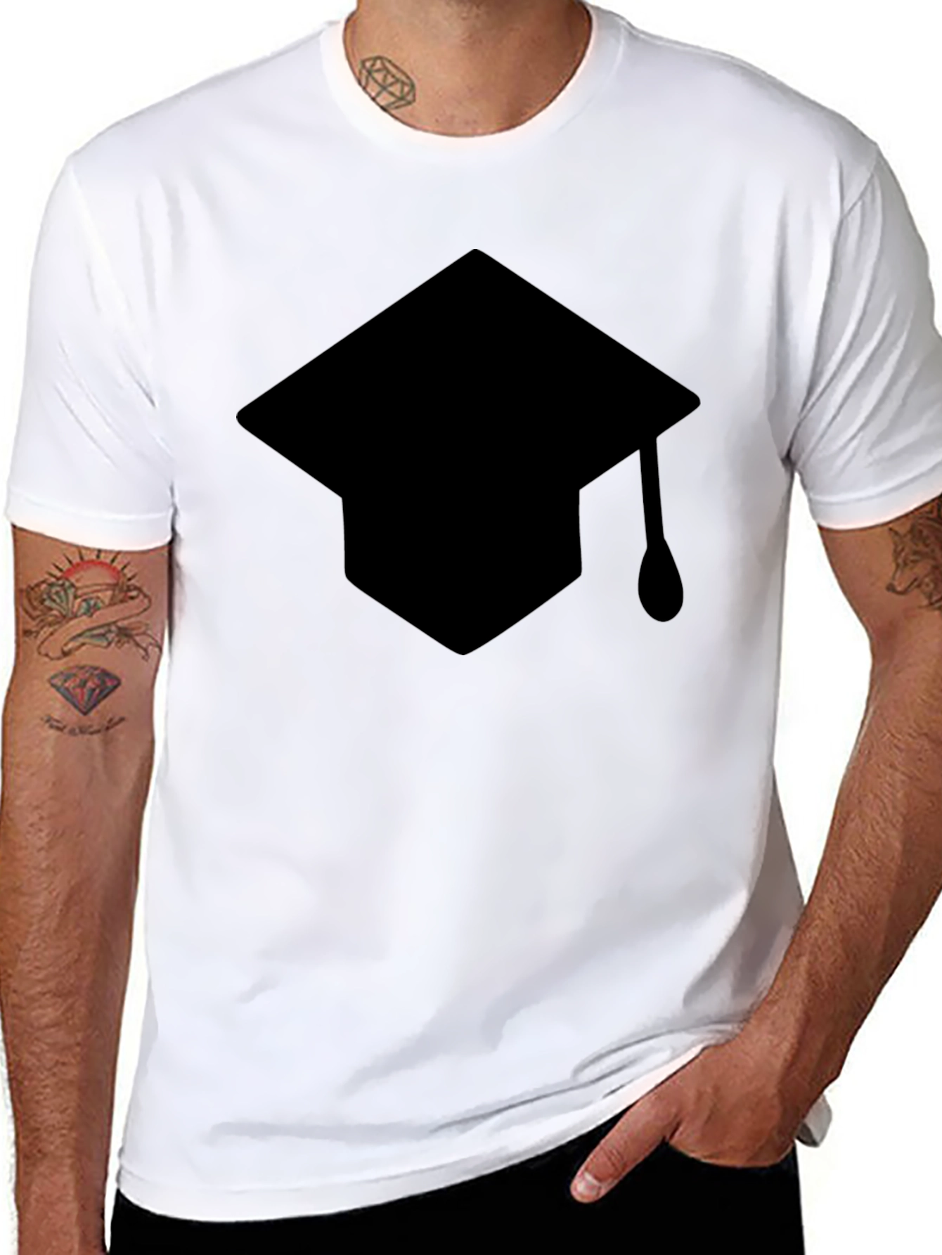 Black Graduation Cap Graphic T-Shirt - Black view 8