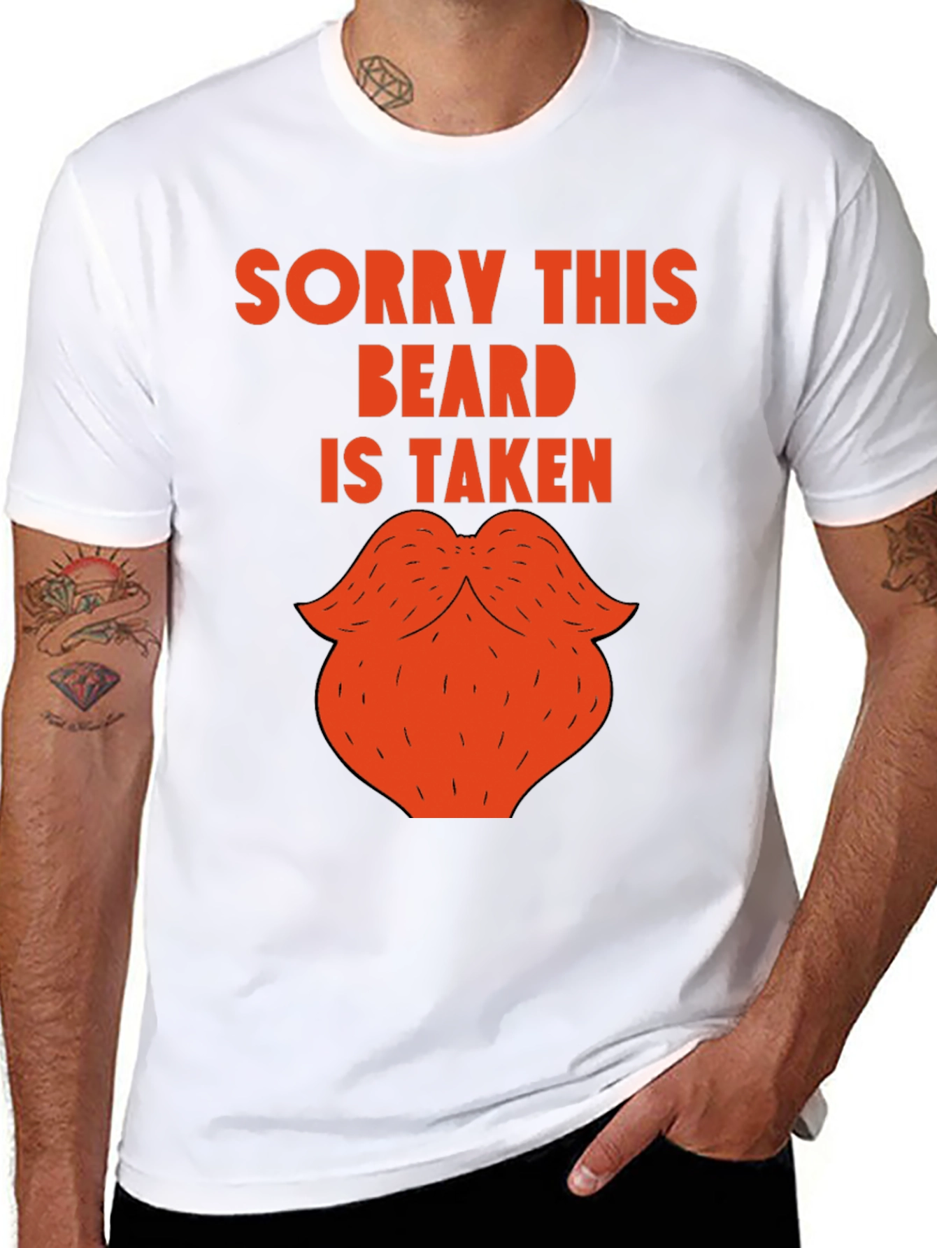 Black Sorry This Beard Is Taken Funny Graphic Tee view 8