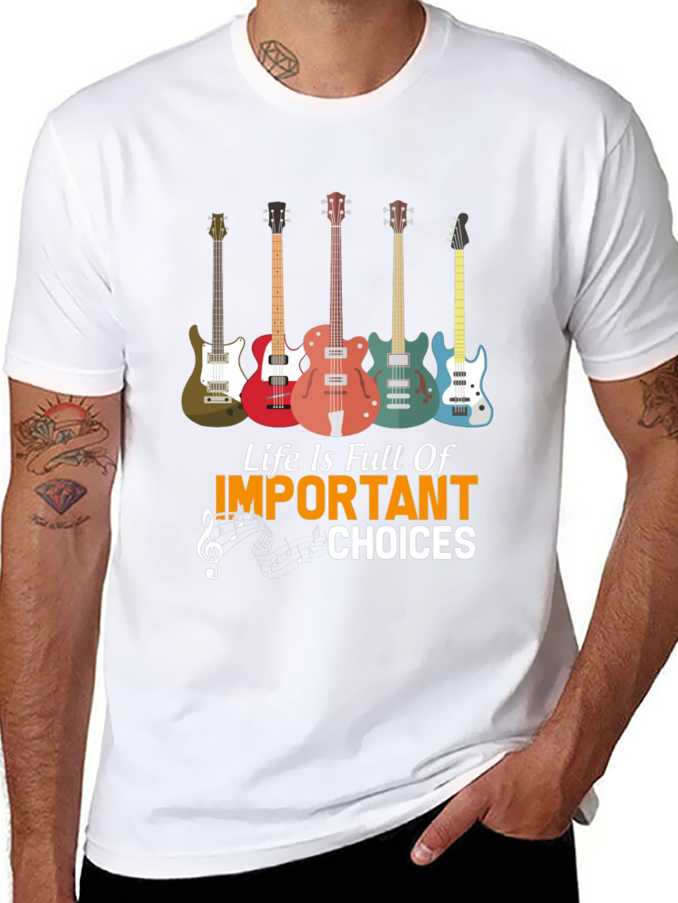 Black Guitar Life Choices Graphic Tee - Music Lover view 8