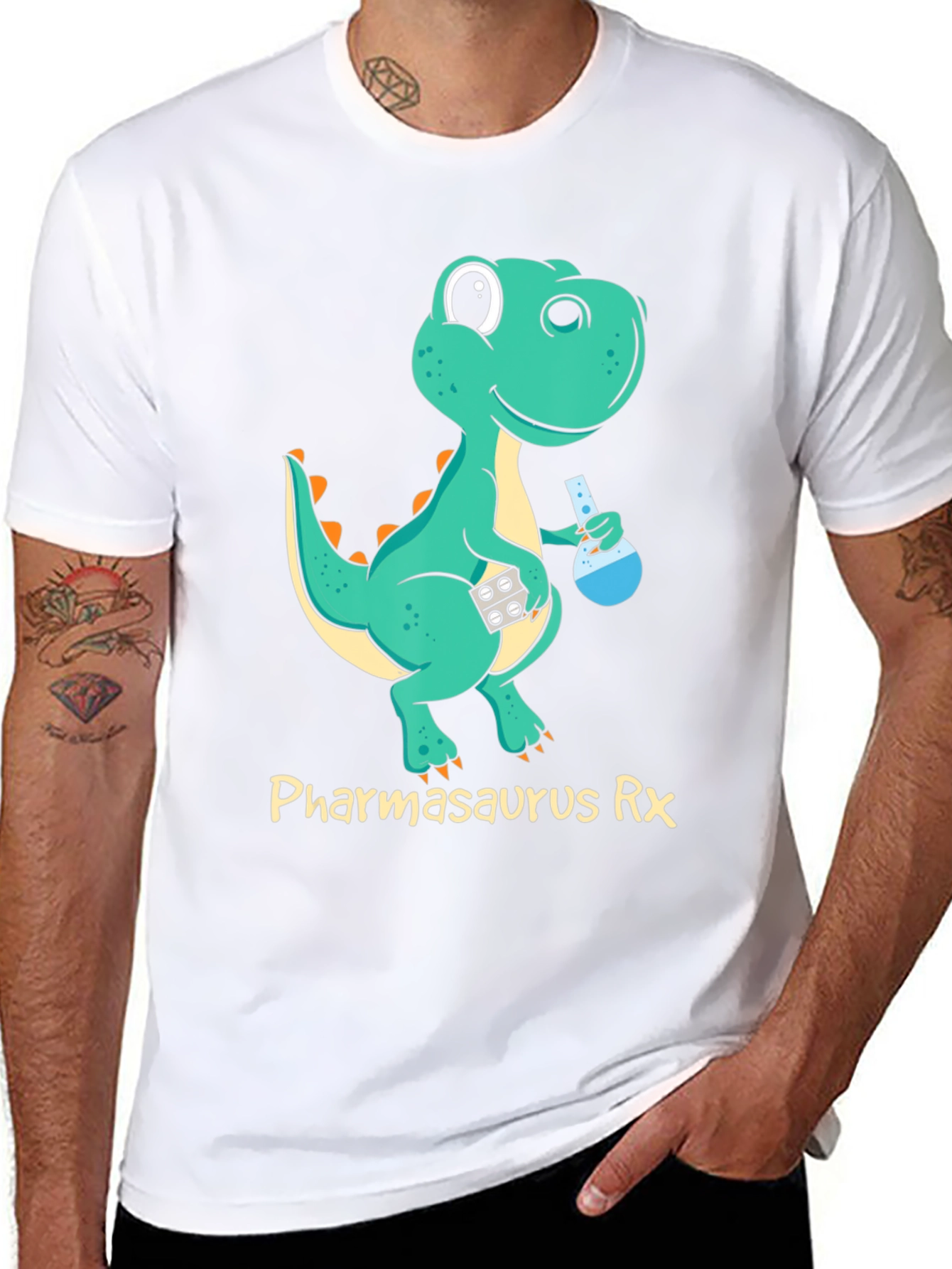 Pharmasaurus Rx Black T-Shirt - Dinosaur Pharmacist! - 8