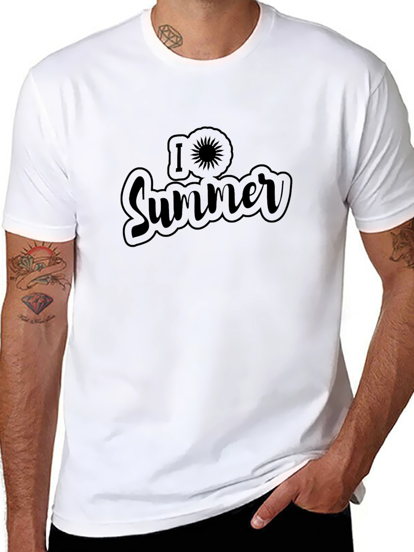 Black I Love Summer Black Graphic T-Shirt view 8