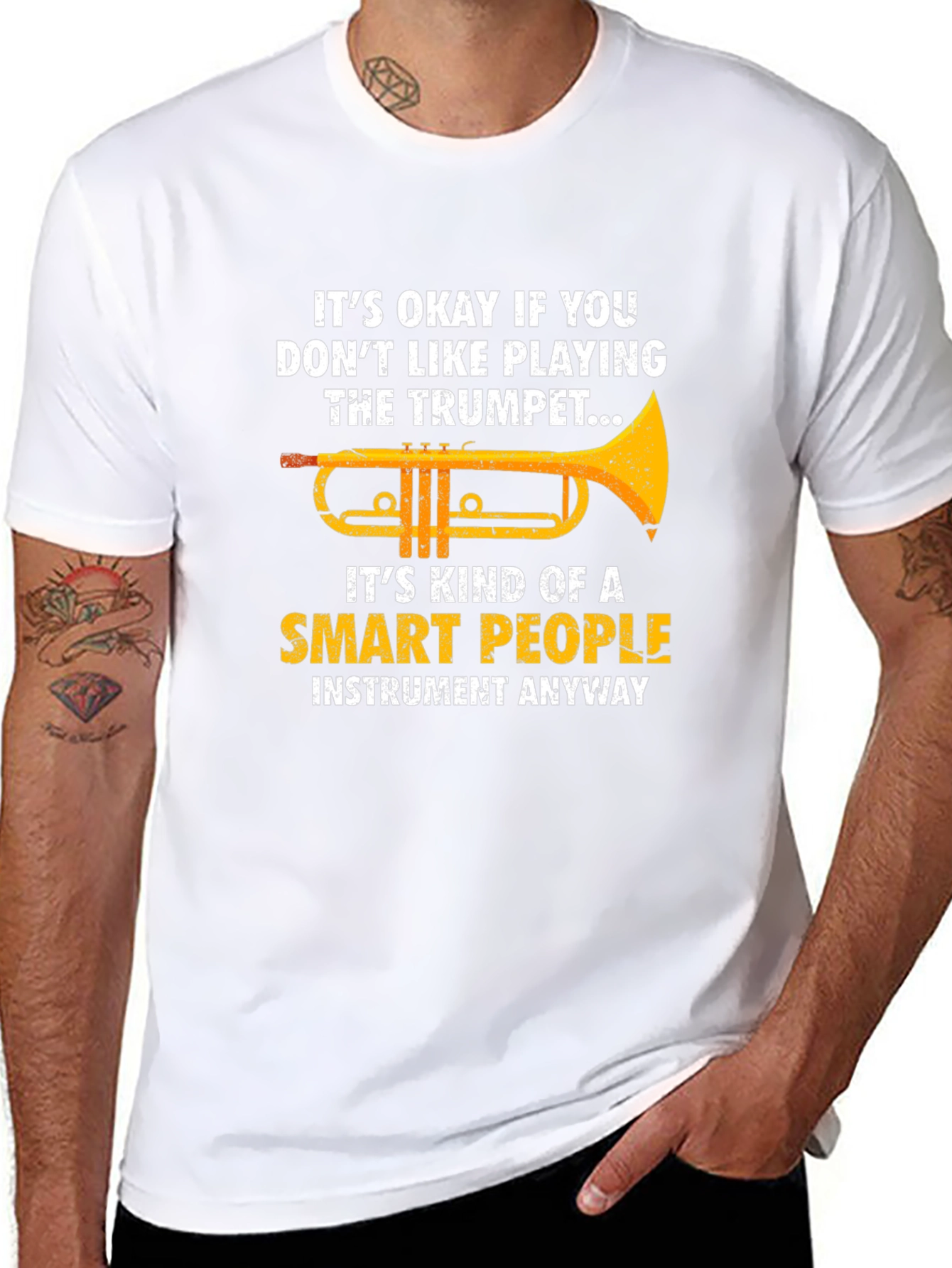 Black Funny Trumpet Player T-Shirt - Smart People Instrument view 8