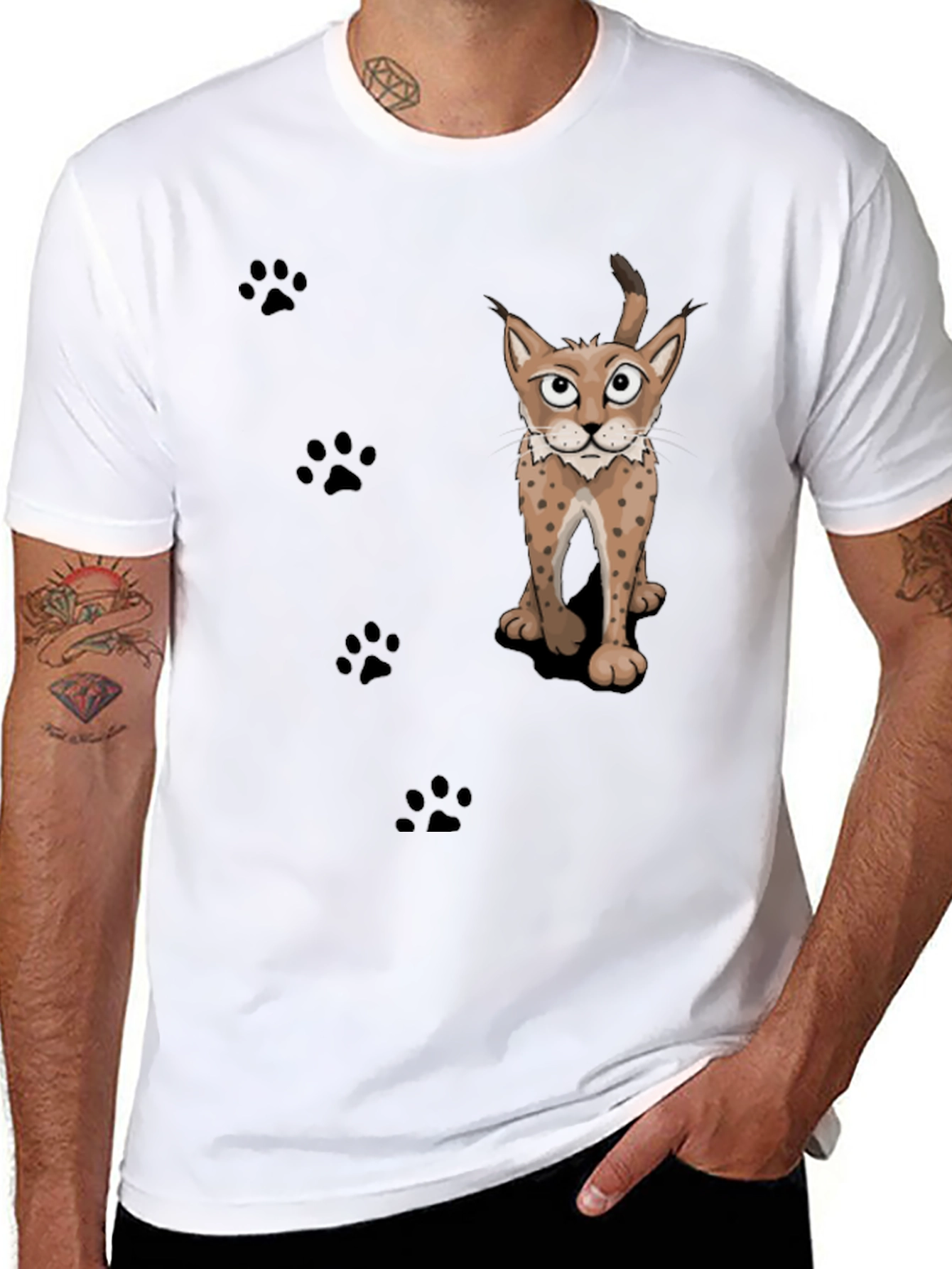 Black Lynx Paw Print Graphic Tee - Black view 8