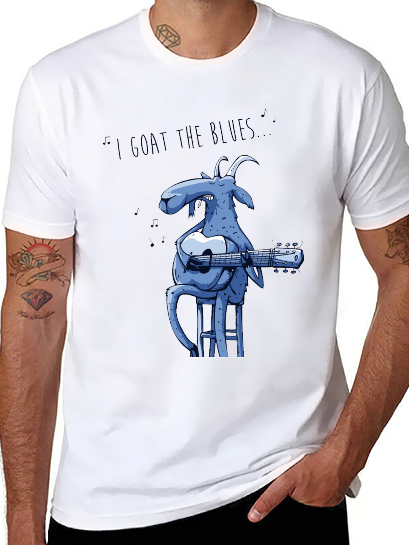Black I Goat the Blues T-Shirt - Funny Musician Tee view 8