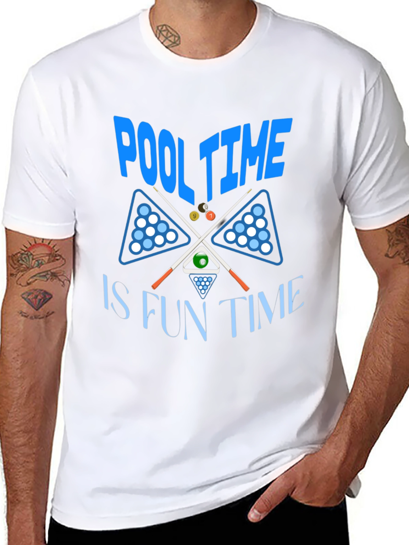 Pool Time Fun Time Black Graphic T-Shirt - 8