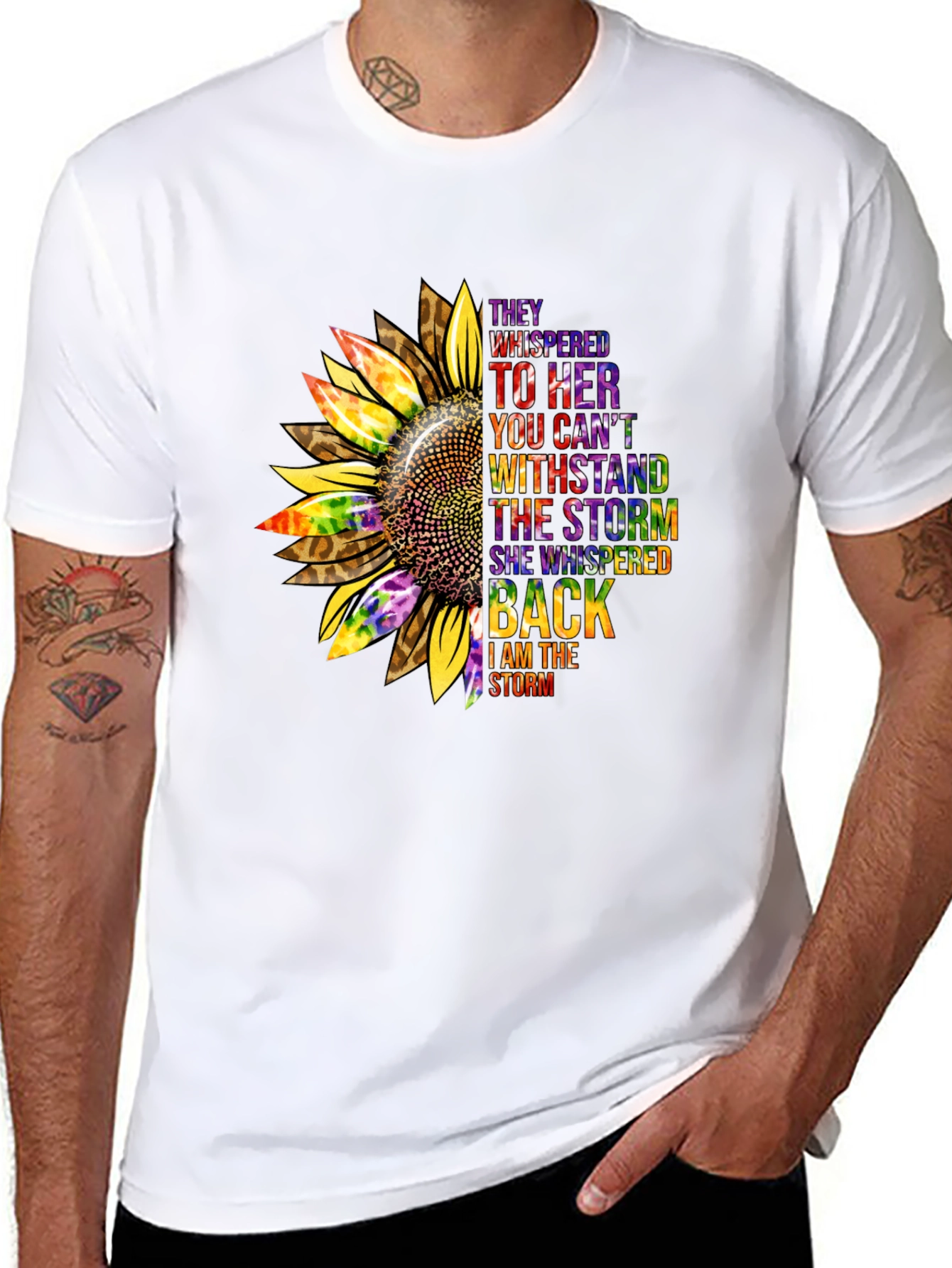 Black Sunflower Inspirational T-Shirt -  They Whispered view 8