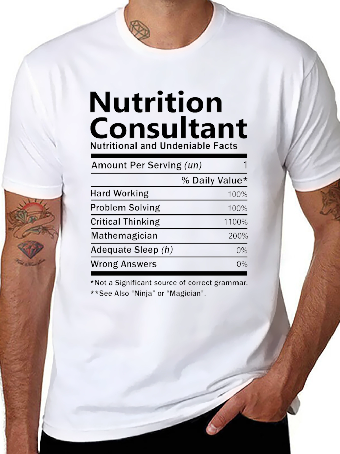 Black Nutrition Consultant T-Shirt - Funny Nutrition Facts Tee view 8