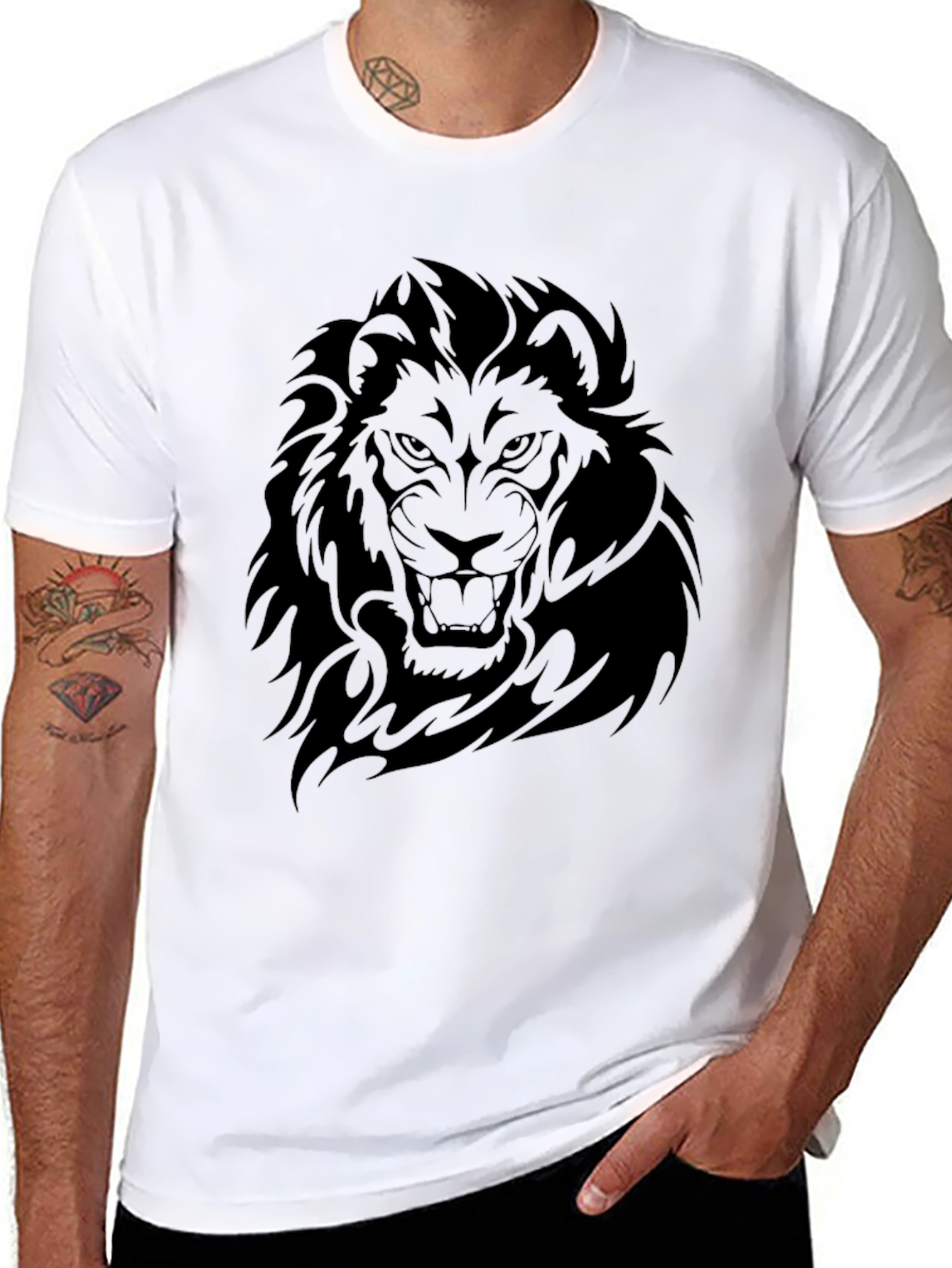 Black Black Lion Graphic Tee - Men's Fashion view 8