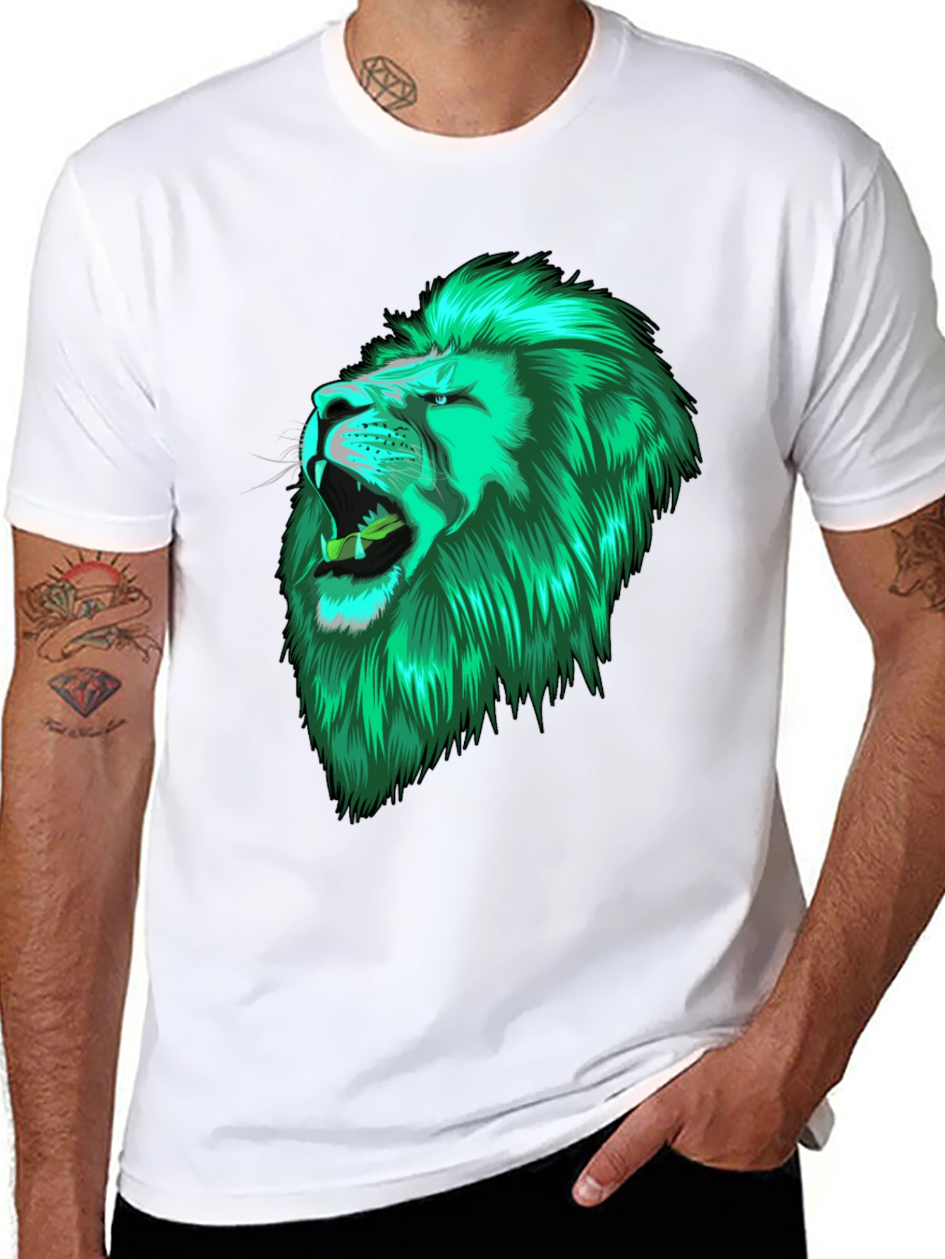 Black Lion Head Graphic Black Tee view 8