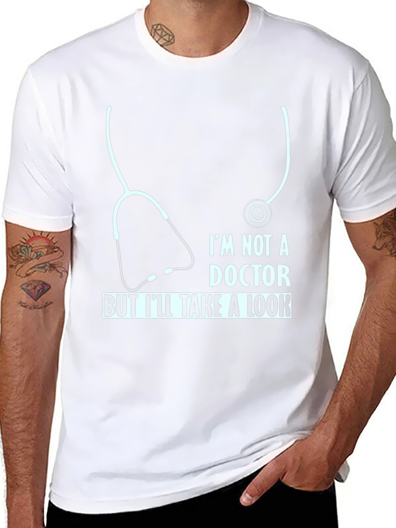 Black Funny Doctor T-Shirt - I'm Not A Doctor But I'll Take A Look view 8