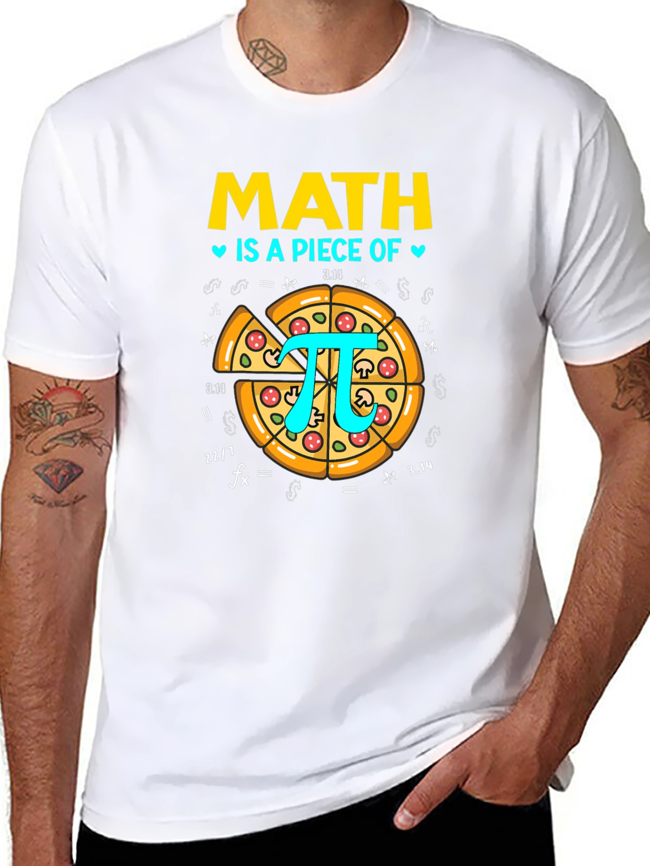 Black Math is a Piece of Pi Pizza Graphic T-Shirt view 8
