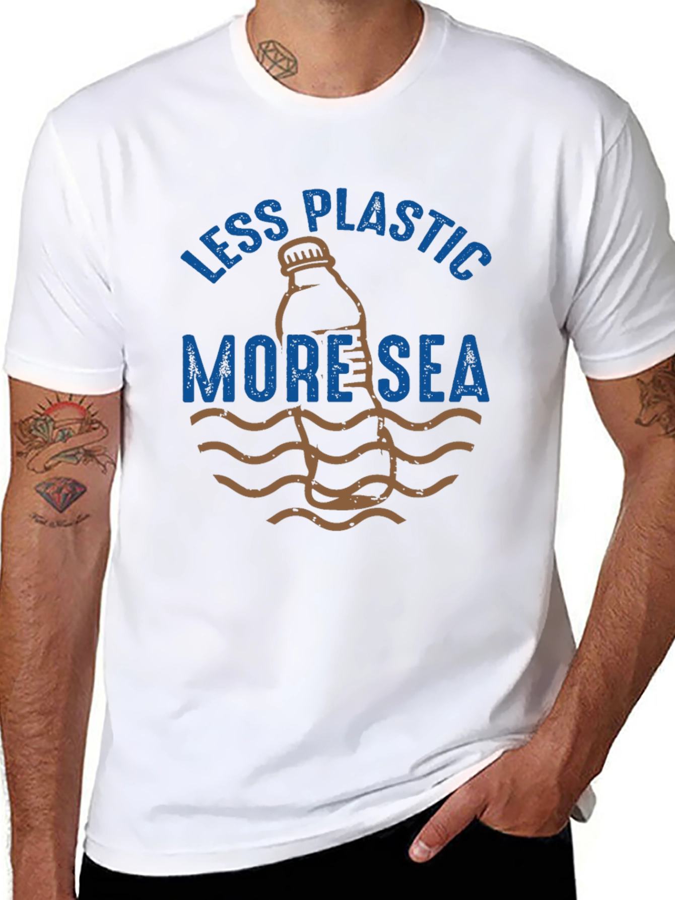 Black Eco-Friendly 'Less Plastic More Sea' Graphic T-Shirt view 8