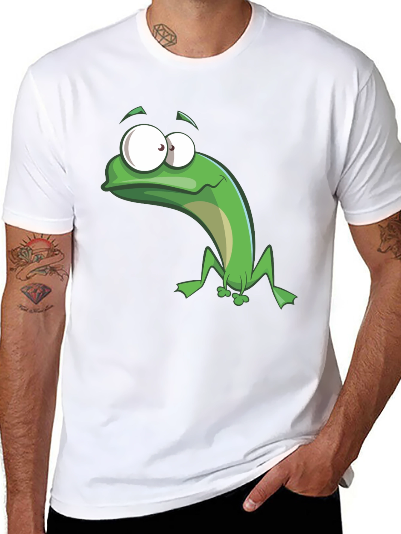 Black Funny Frog Graphic Tee - Black Cotton T-Shirt view 8