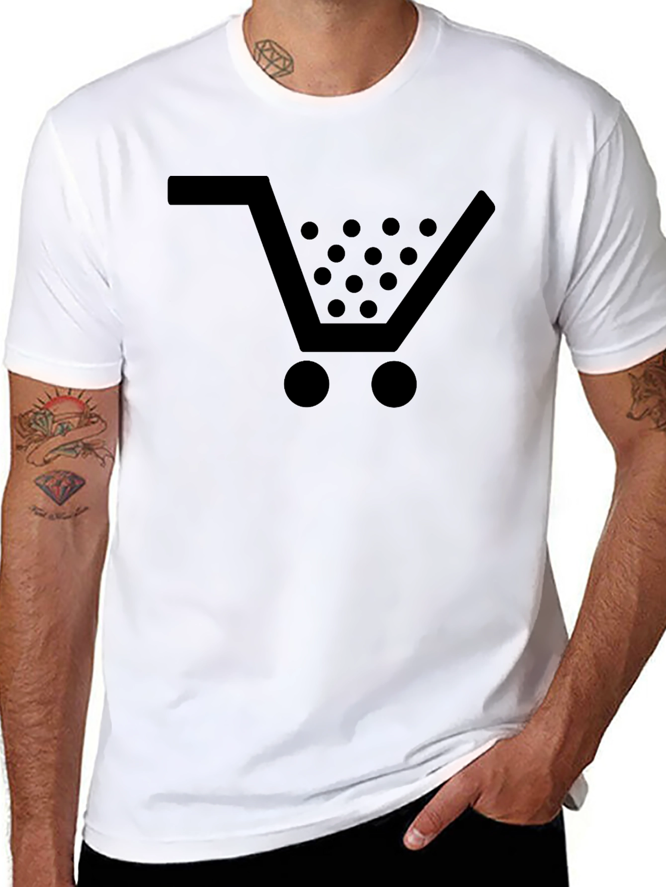 Shopping Cart Graphic Tee - Black Cotton - 8
