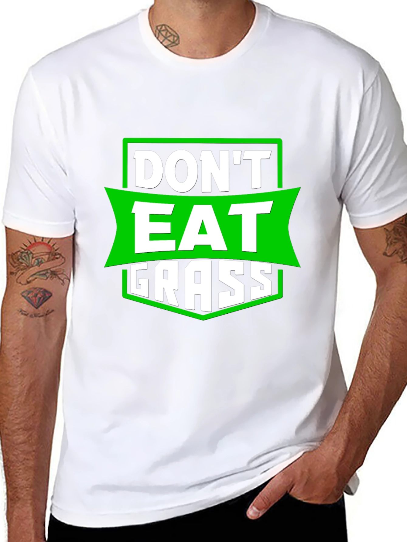 Black Don't Eat Grass Funny Graphic T-Shirt view 8
