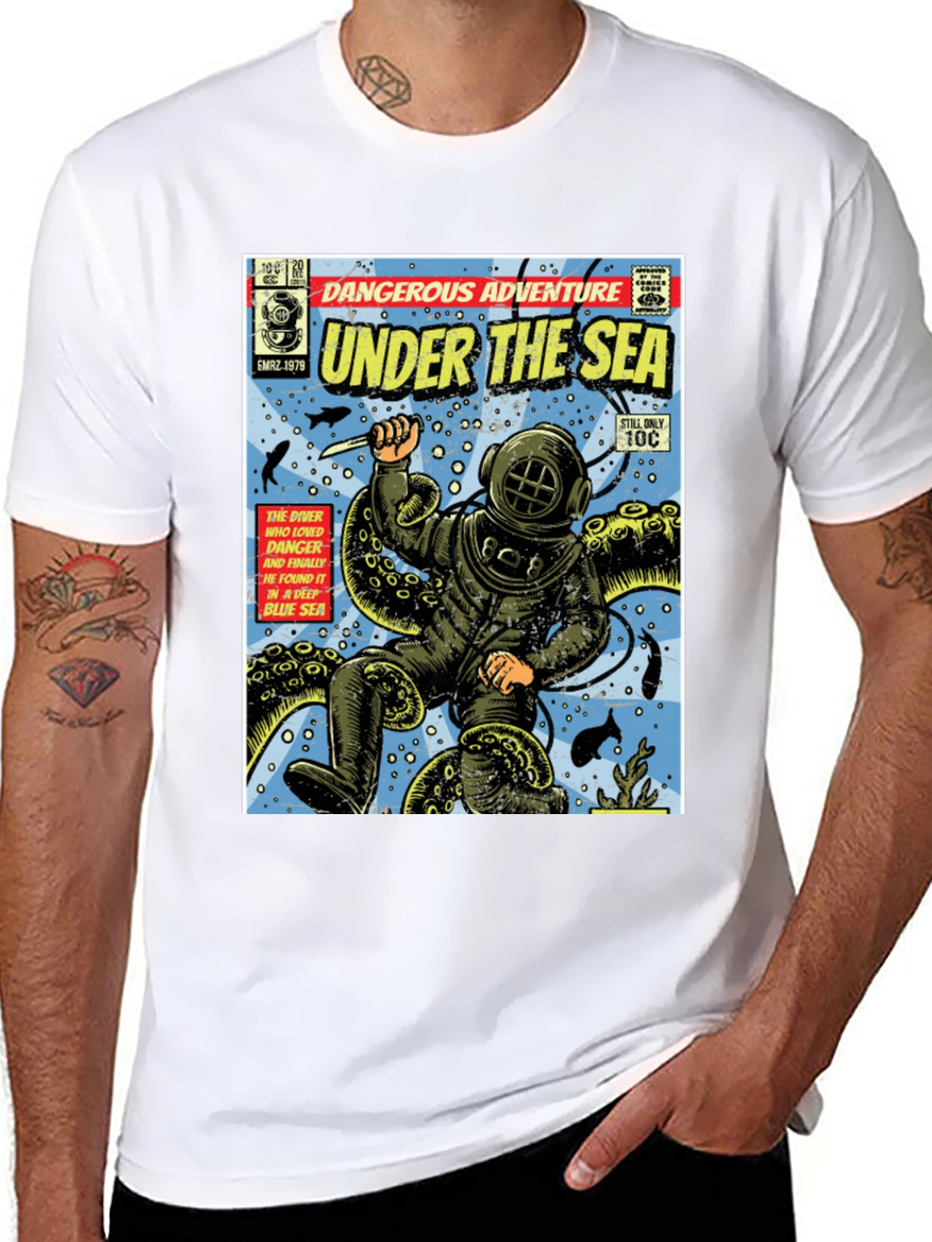 Black Under the Sea Comic Book T-Shirt view 8