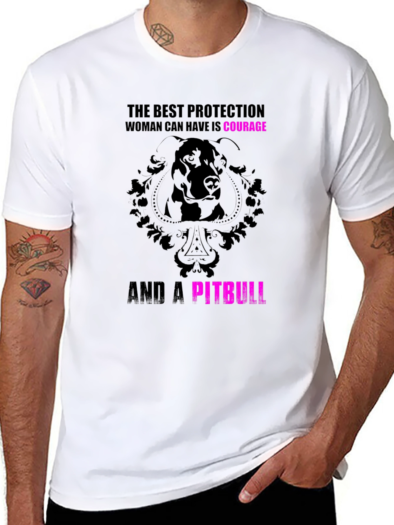 Black Courage & Pitbull Graphic Tee view 8