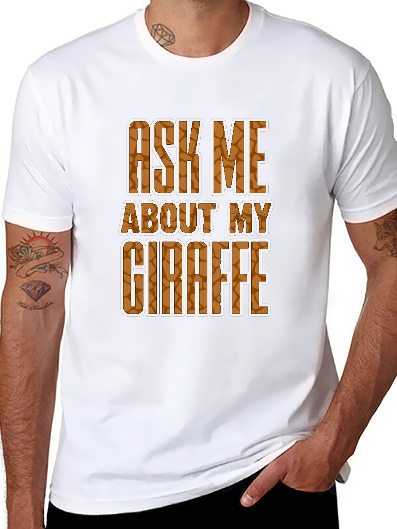 Black Ask Me About My Giraffe T-Shirt view 8