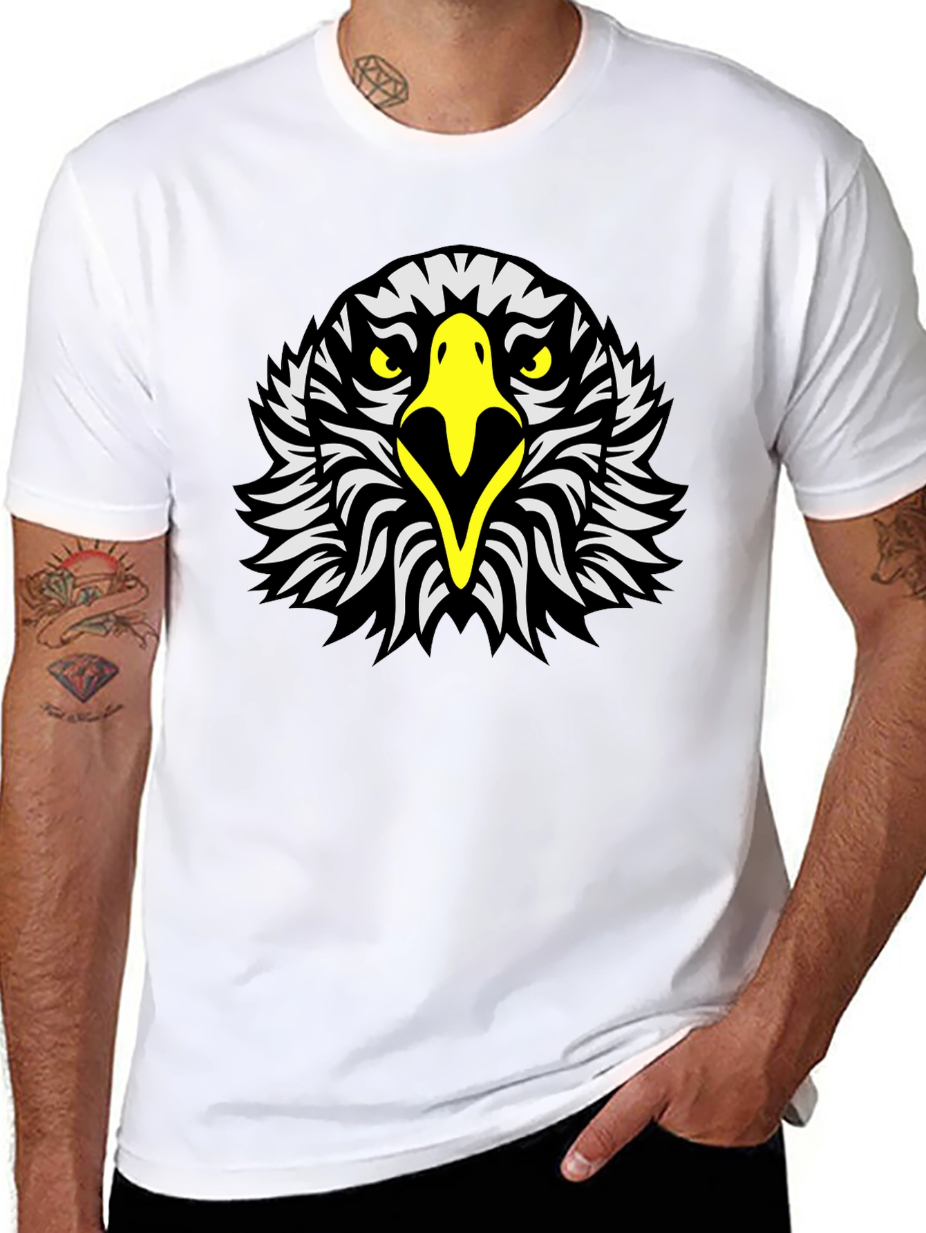 Black Eagle Head Graphic Tee - Black Short Sleeve Shirt view 8