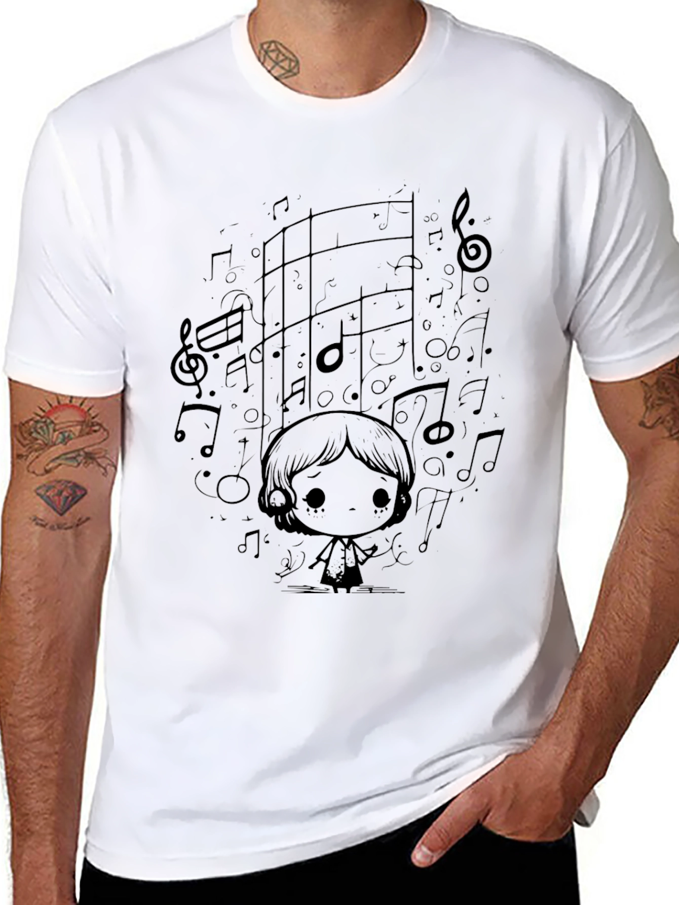 Black Music Lover Black T-Shirt view 8