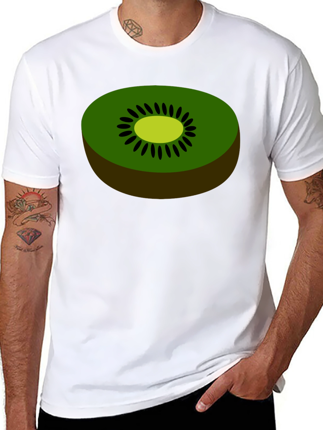 Black Kiwi Fruit Graphic Tee - Novelty Food Shirt view 8