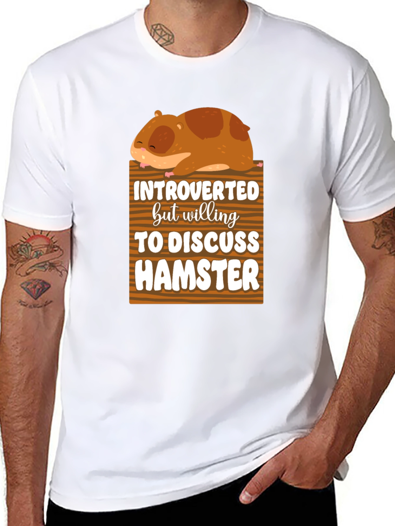 Black Introverted Hamster Graphic Tee view 8
