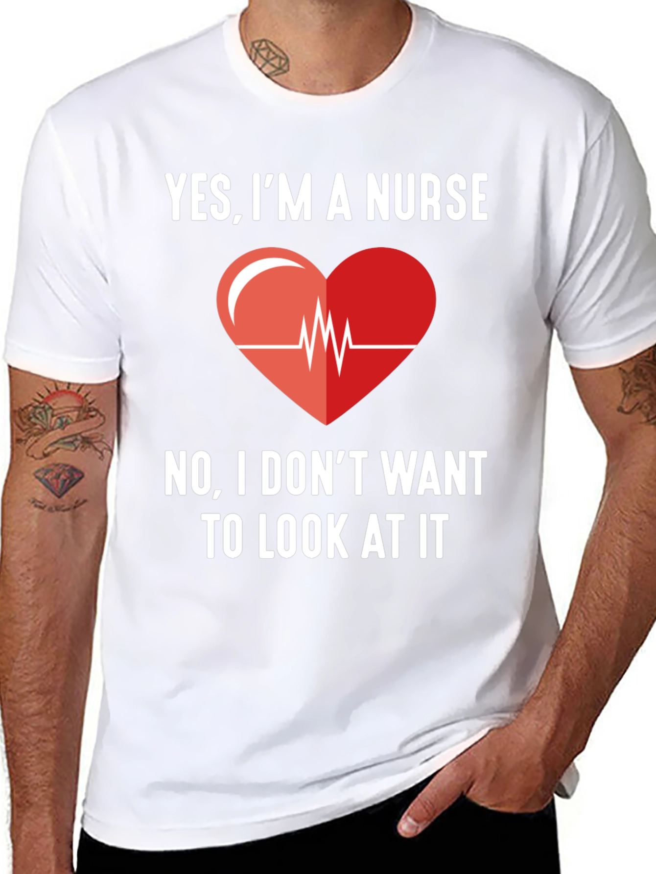 Black Yes, I'm A Nurse - Funny Graphic T-Shirt view 8
