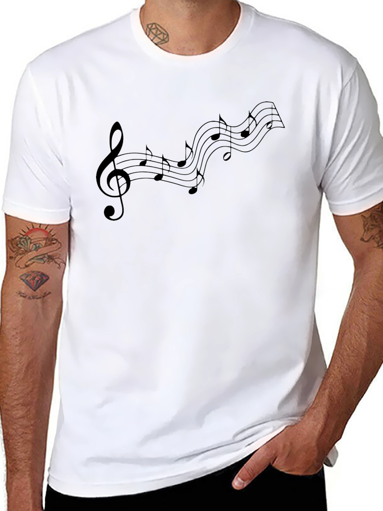 Black Musical Notes Graphic Black T-Shirt view 8