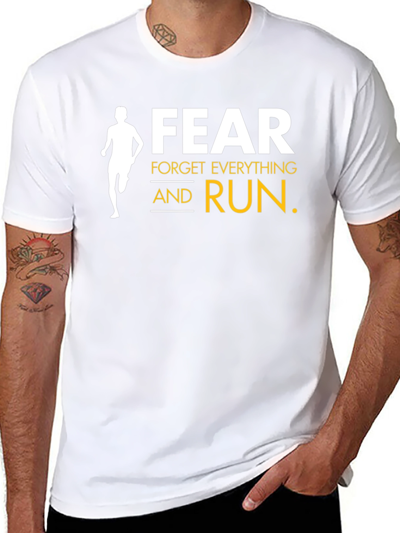 Black Fear Forget Everything and Run Black T-Shirt view 8