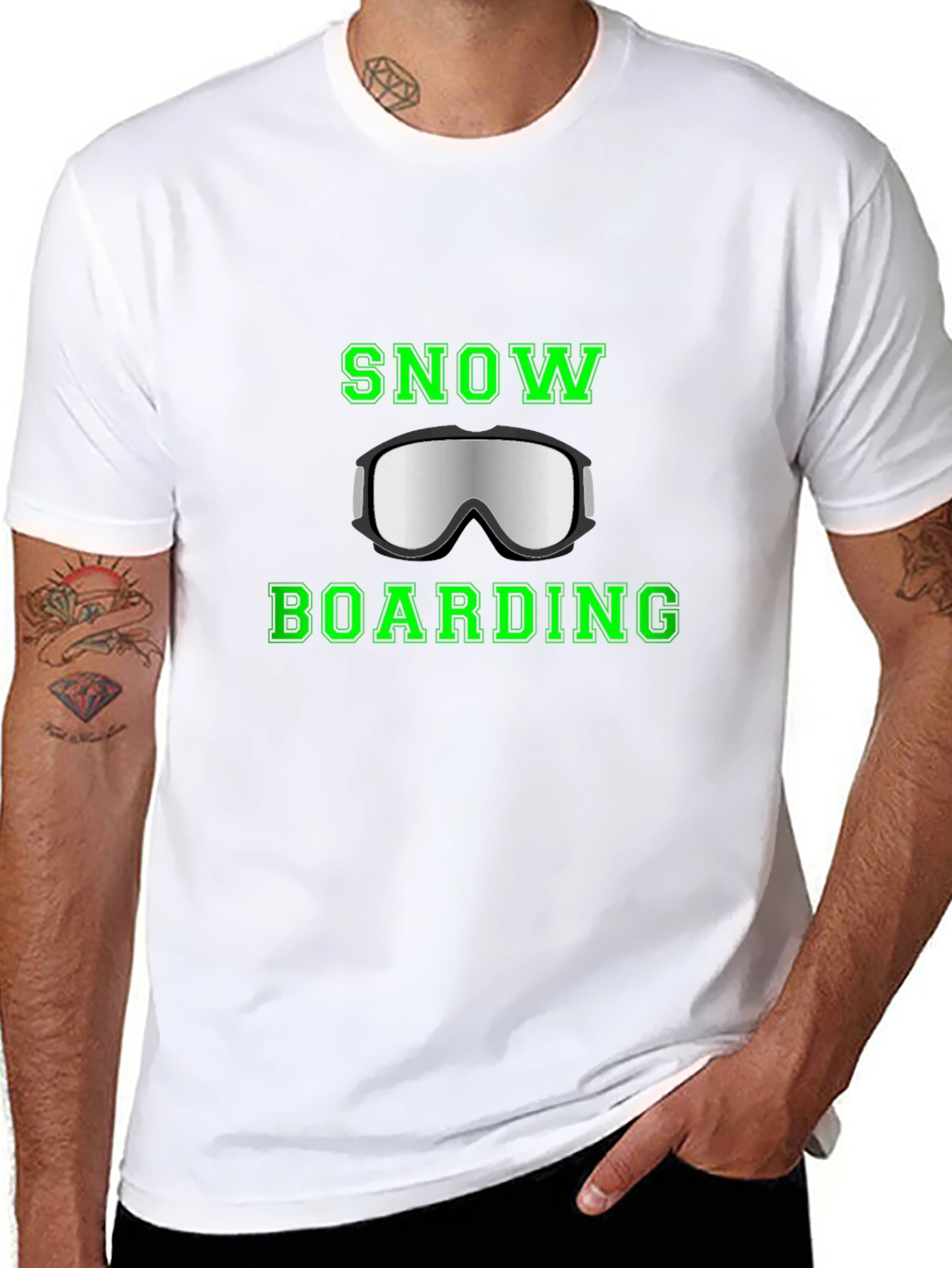 Black Snowboarding Goggles Graphic Tee view 8