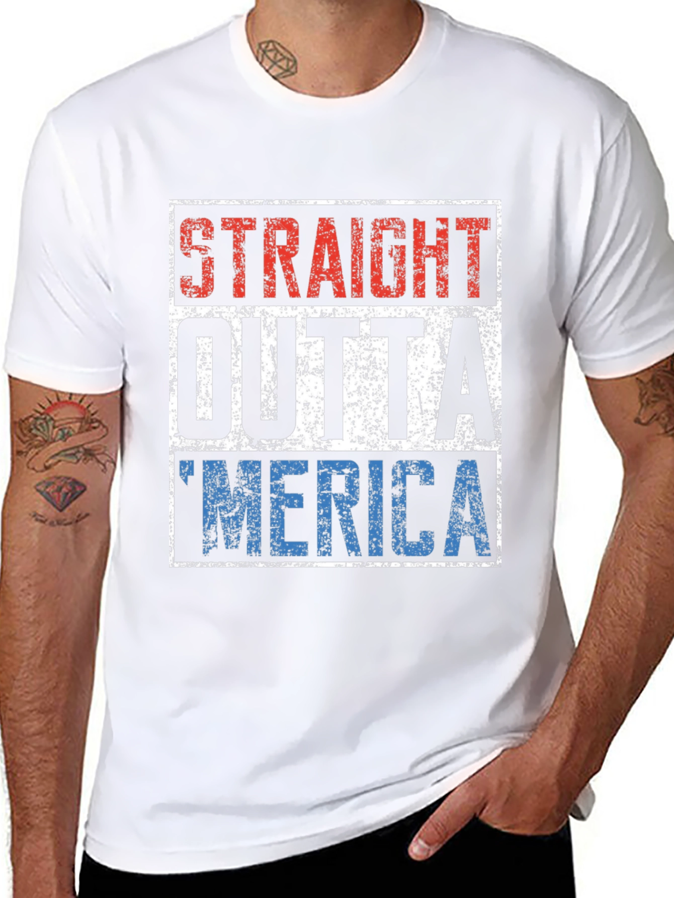 Black Straight Outta 'Merica T-Shirt view 8