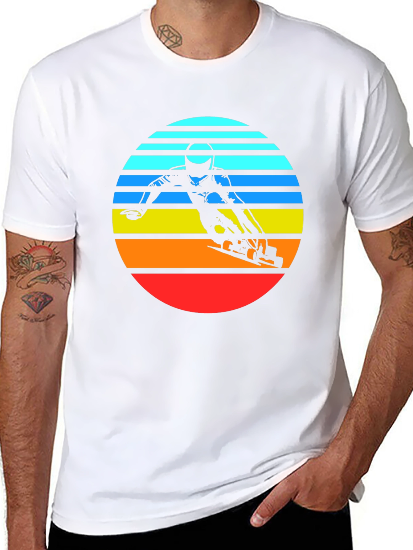 Black Retro Sunset Mountain Bike T-Shirt view 8