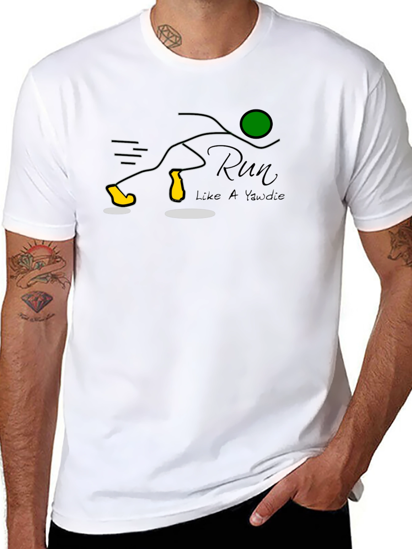 Black Run Like a Yawdie T-Shirt: Fun Graphic Tee view 8