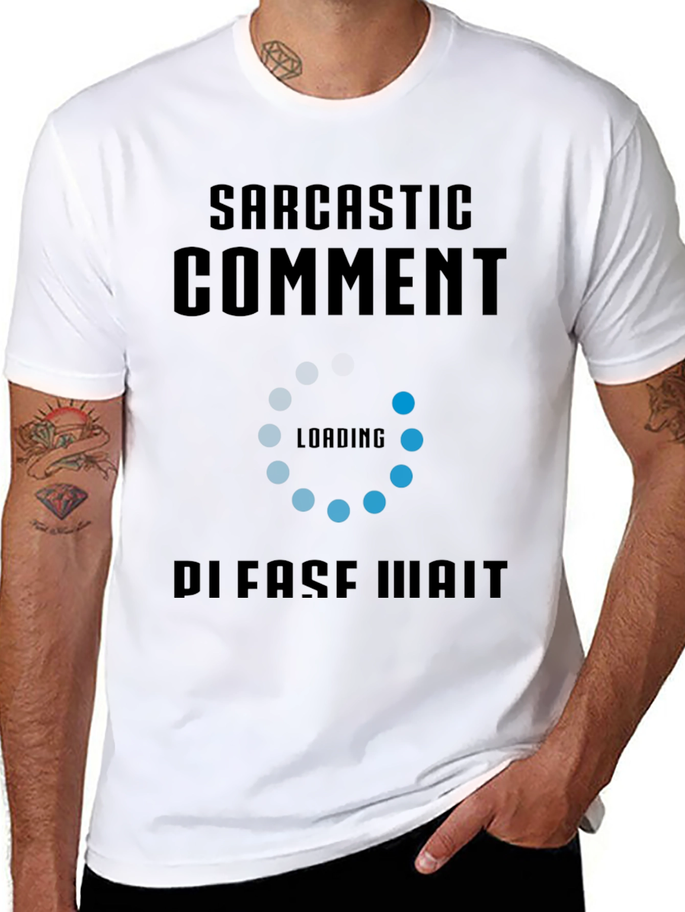 Black Sarcastic Comment Loading Funny Graphic Tee view 8