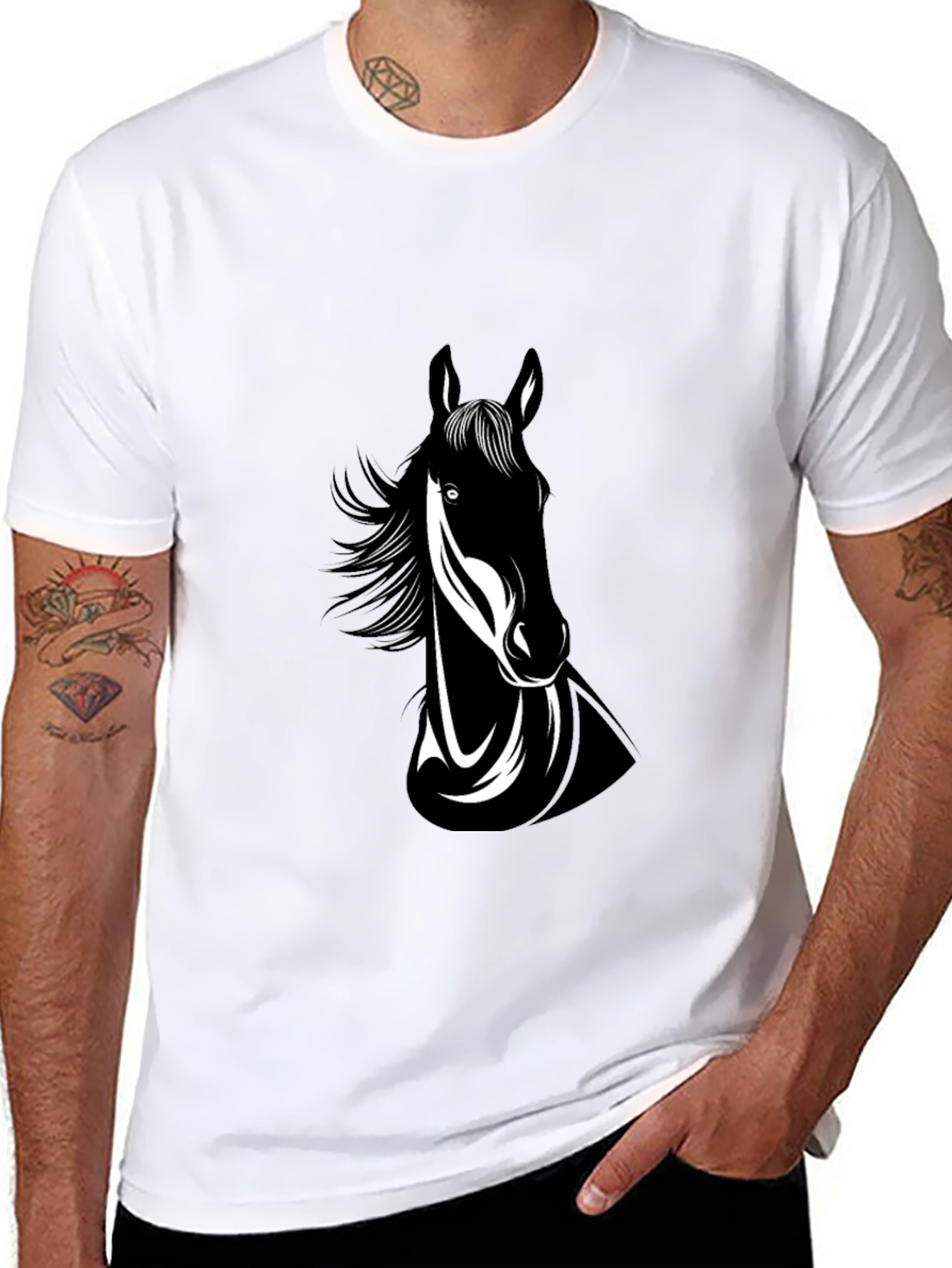 Black Black Horse Graphic Tee - Men's Crew Neck view 8