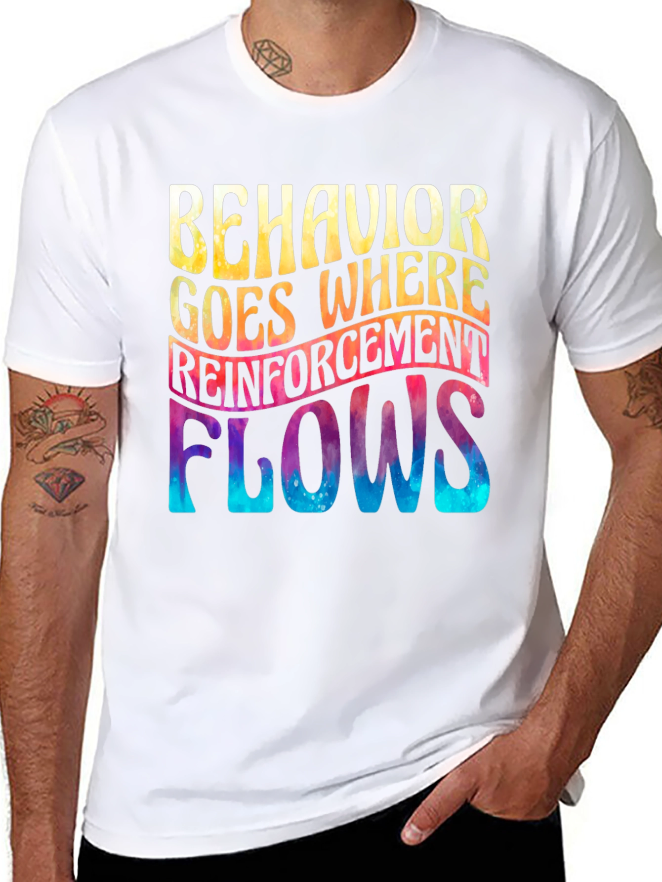 Black Behavior Reinforcement Flows Graphic Tee view 8